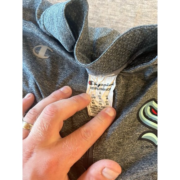 Champion Seattle Kraken Sweater Men's Size L Polyester Pullover Zip Mock Vapor G - Picture 3 of 8